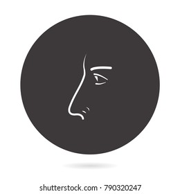 Nose - outline vector icon. Illustration isolated. Line pictogram for design, infographic and website.