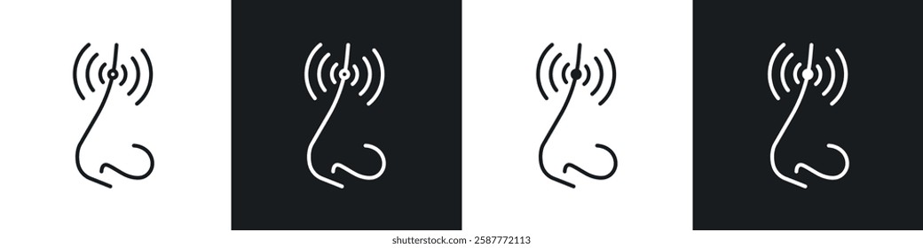 Nose pain icon set black and white colors. Graphic Vector icons pack