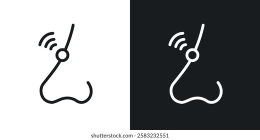 Nose pain icons in black and white liner strokes for web design.