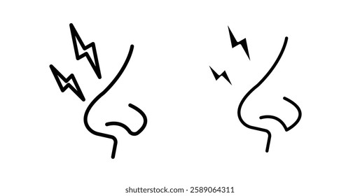 Nose pain icons thin line illustrations designs