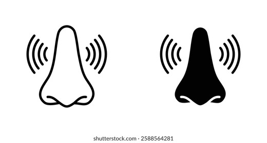 Nose pain vectors icons set in filled and strokes on white background