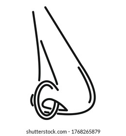 Icono de perforación de la nariz. Icono de vector de perforación de nariz de contorno para diseño web aislado en fondo blanco
