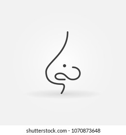 Nose piercing icon. Vector human nose with piercing concept minimal symbol in thin line style