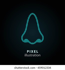 Nose - pixel icon. Vector Illustration. Design logo element. Isolated on black background. It is easy to change to any color.