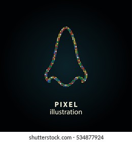Nose - pixel icon. Vector Illustration. Design logo element. Isolated on black background. It is easy to change to any color.
