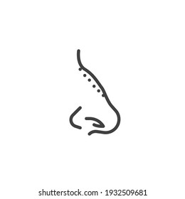 Nose plastic surgery line icon. linear style sign for mobile concept and web design. Rhinoplasty surgery outline vector icon. Symbol, logo illustration. Vector graphics