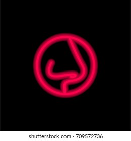 Nose red glowing neon ui ux icon. Glowing sign logo vector