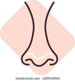 Nose reduction surgery, illustration, vector on white background.