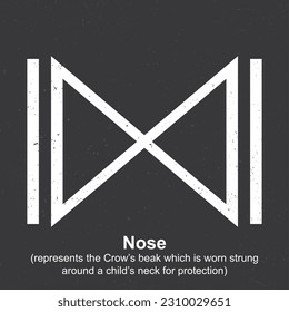 Nose (representa el pico del cuervo que se usa en el cuello de un niño para protección) - símbolo bereber, símbolo amazigh, significado de símbolos bereberes amazigh norafricanos, vector