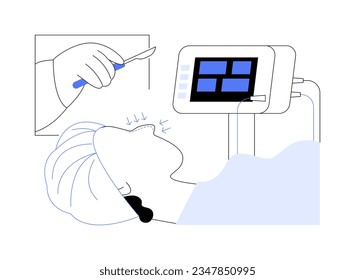 Nose reshaping abstract concept vector illustration. Group of plastic surgeons with scalpels deals with patients nose reshaping, medicine industry, rhinoplasty operation abstract metaphor.