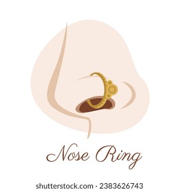 Nose Ring Jeweling Estilo indio Icono Icono Ilustración Art Vector de diseño