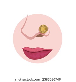 Nose Ring Jewelry Indian Style Woman Icon Illustration Art Design Vector