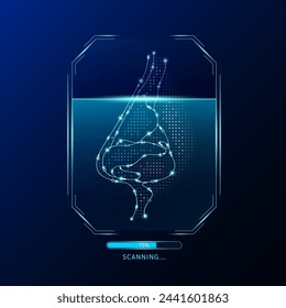 Nose scanning radar screen. Medical technology health care. Digital interface system MRI scan analysis of human organ. Science concept. Vector EPS10.