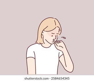 Nose with Secretions Discharge from Sickness. Hand drawn style vector design illustrations.