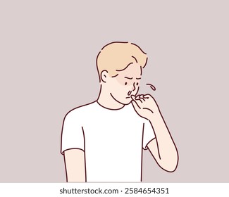 Nose with Secretions Discharge from Sickness. Hand drawn style vector design illustrations.