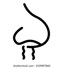 Nose sense icon. Outline nose sense vector icon for web design isolated on white background