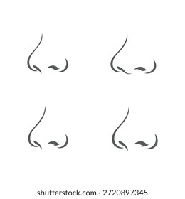 Nariz. Conjunto de iconos vectoriales que muestran la nariz humana en la vista de perfil.