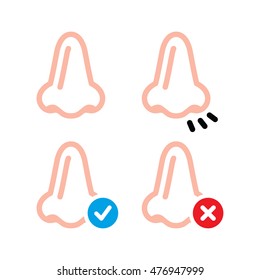 Nose, smell, human vid vector icons set  