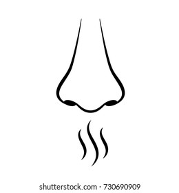 Nose and smell sense vector pictogram on white background