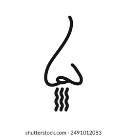 Nose with smoke icon Black line art vector logo