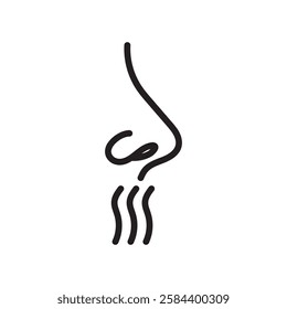 Nose with smoke icon black and white vector outline sign