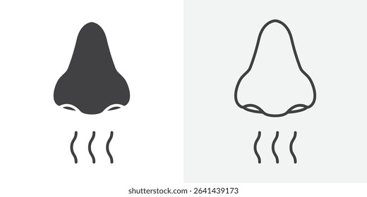 Nose with smoke icon Line graphics illustration