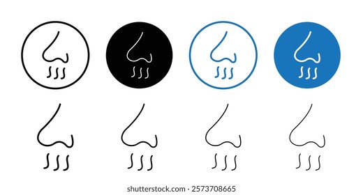 Nose with smoke icon Thin line art isolated
