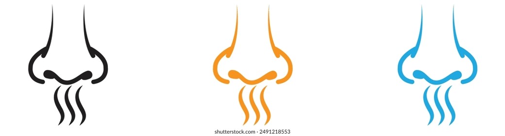 Nose with smoke vector logo set collection for web app ui