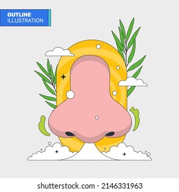 Nose sneezing illustration creative artwork. Sneezing on nose rocket