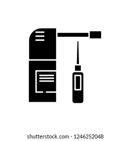 Nose spray black icon, vector sign on isolated background. Nose spray concept symbol, illustration 
