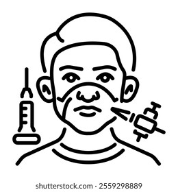 Nose surgery icon in linear style 