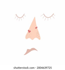 Nose teen problems icon. Flat illustration of Nose teen problems vector icon for web design, hand drawn, doodle