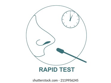 Prueba de la nariz para Covid-19. Icono simple, de estilo lineal.Análisis de laboratorio de un hisopo nasal.Diagnóstico o definición de una enfermedad infecciosa.
Ilustración vectorial plana y redonda.