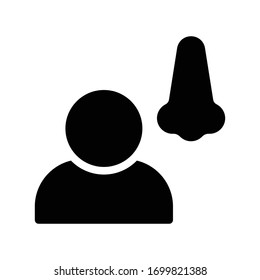 icono plano de glifo vectorial de nariz 