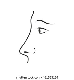 Nose vector icon. Black illustration isolated on white background for graphic and web design.
