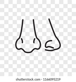 Nose vector icon isolated on transparent background, Nose logo concept