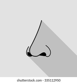 nose vector icon with long shadow