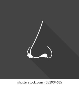 nose vector icon with long shadow