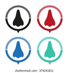 Nose - vector icon; map pointer;  message bubble