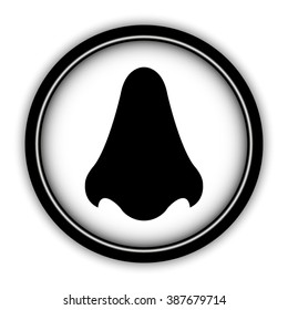 Nose - vector icon; round  button with shadow