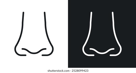 Nose vector icon set in black and white
