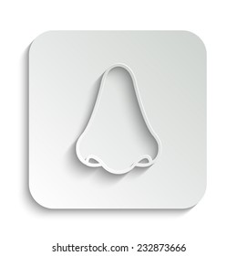 Nose - vector icon with shadow on a grey button