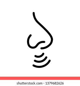 Nose vector icon, smell symbol. Simple, flat design for web or mobile app