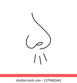 Nose vector icon, smell symbol. Simple, flat design for web or mobile app