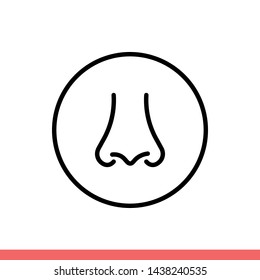 Nose vector icon, smell symbol. Simple, flat design for web or mobile app