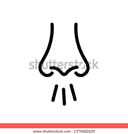 Nose vector icon, smell symbol. Simple, flat design for web or mobile app
