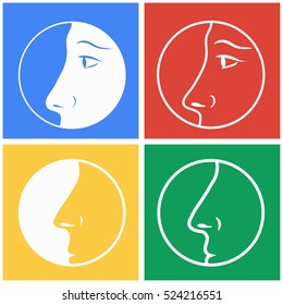 Nose vector icons set. White illustration isolated for graphic and web design.