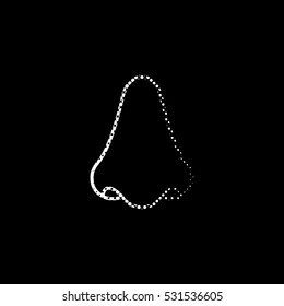 Nose - white vector icon ; halftone illustration