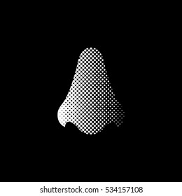 Nose - white vector icon;  halftone illustration