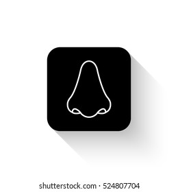 Nose - white vector  icon with shadow